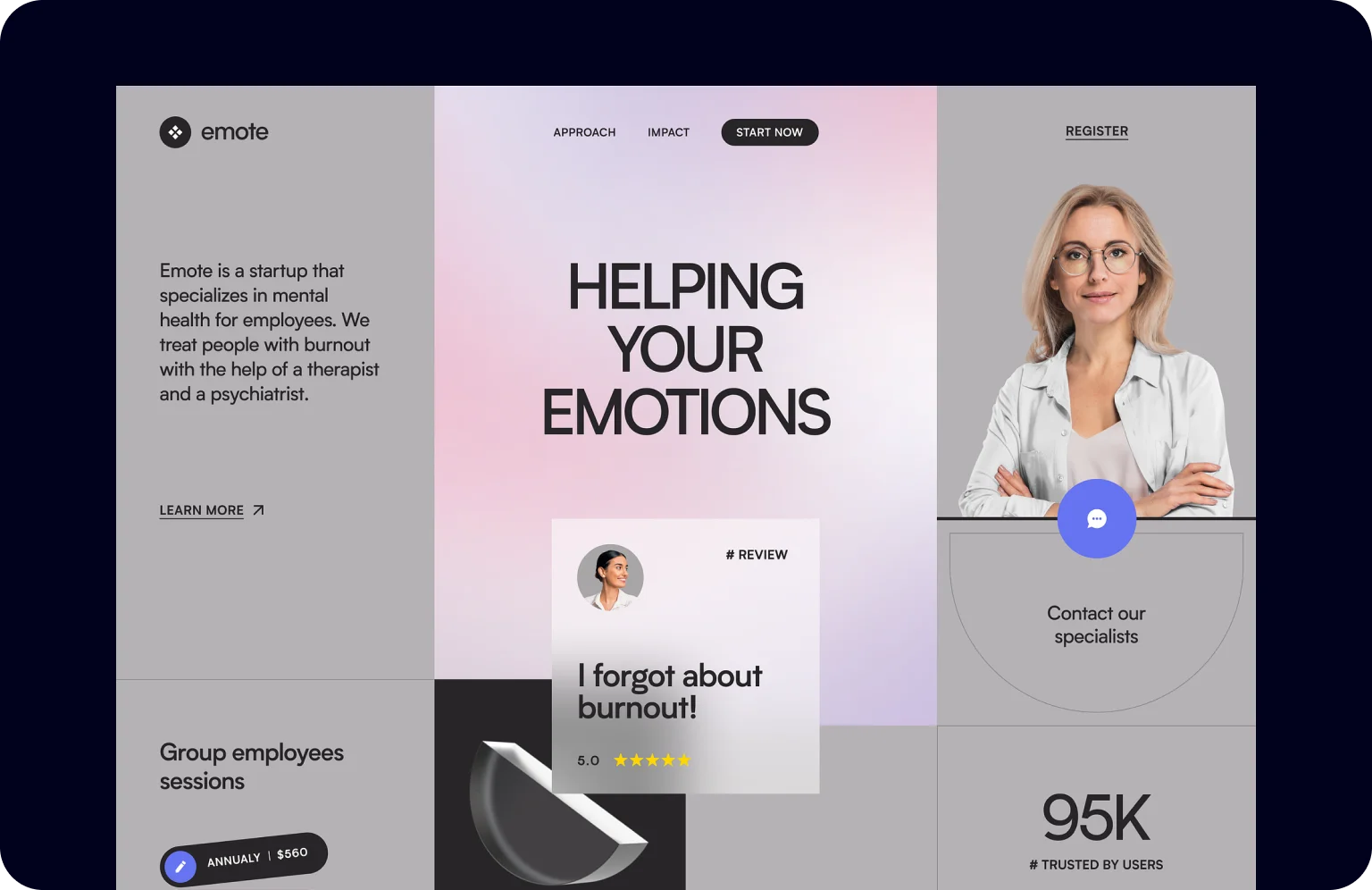 Soothing design with pastel colors makes users feel relaxed