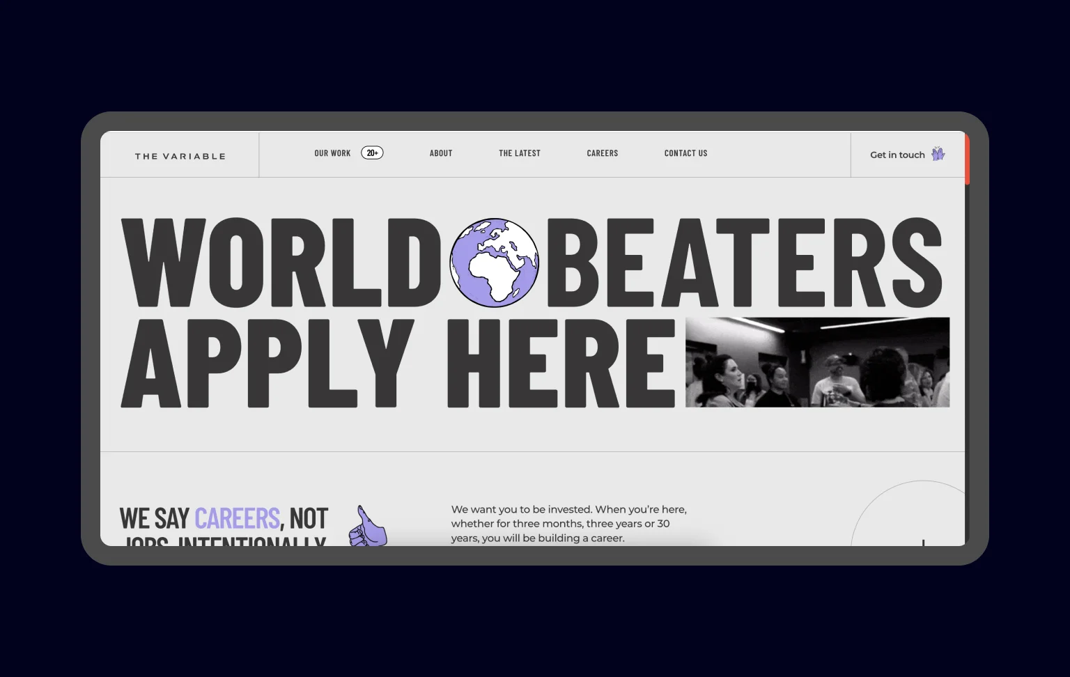 The Variable job opening page