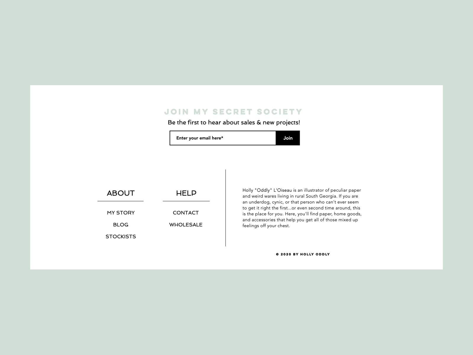Holly Oddly: contains useful information and simple navigation