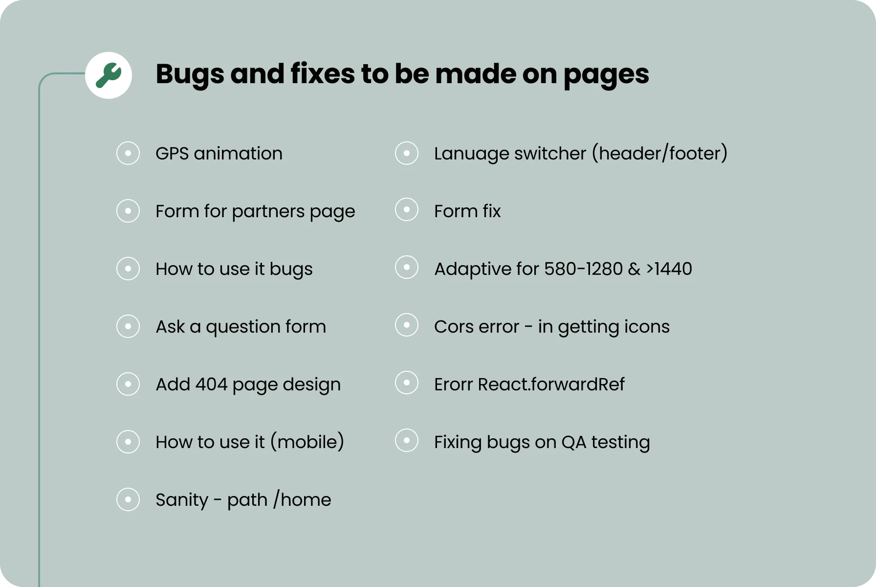 testing elements and fixing bugs