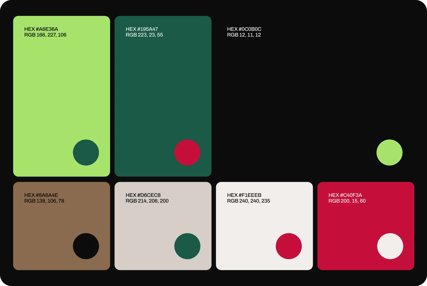 color palette for the Agrinex platform